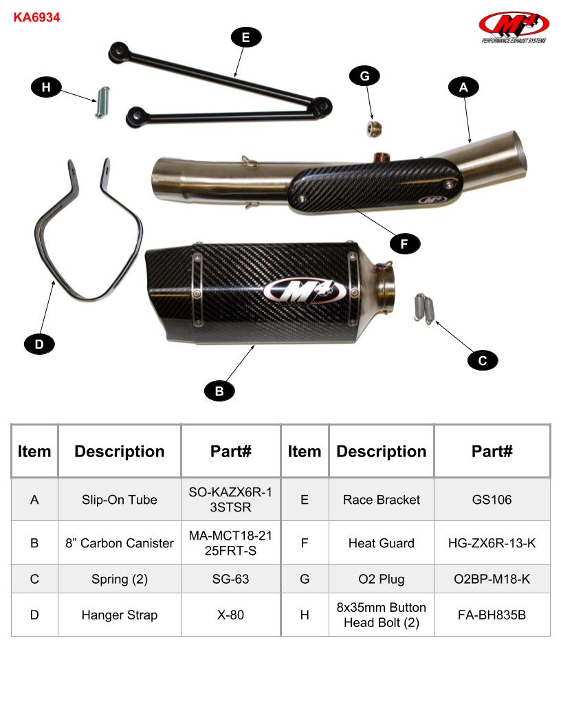 ESCAPE TECH1 M4 KAWASAKI ZX6R 2012-2026